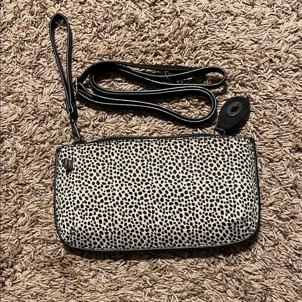 Joy Susan Black and White Spotted Wristlet